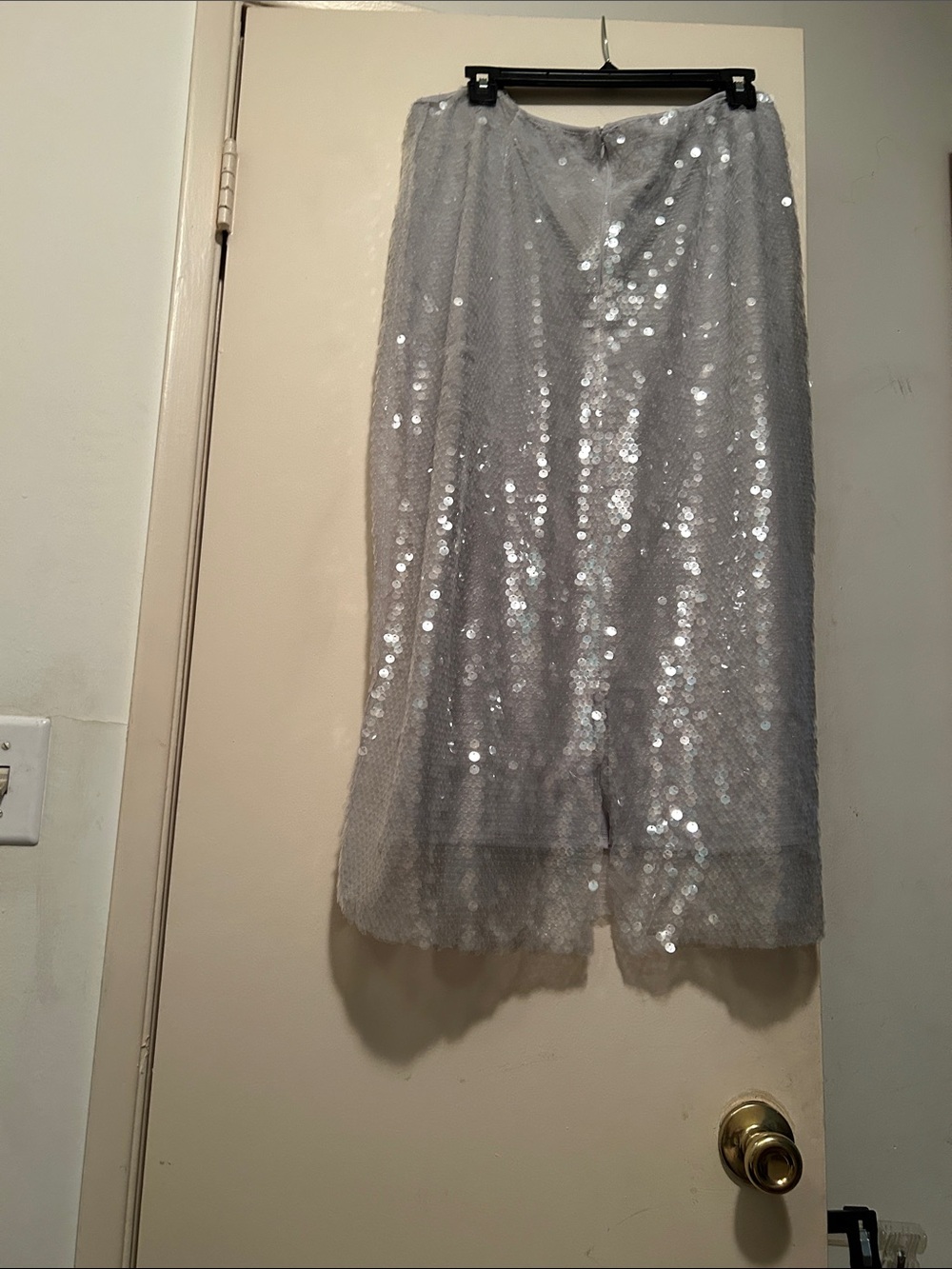 Silver Sequin Midi  Skirt - Women